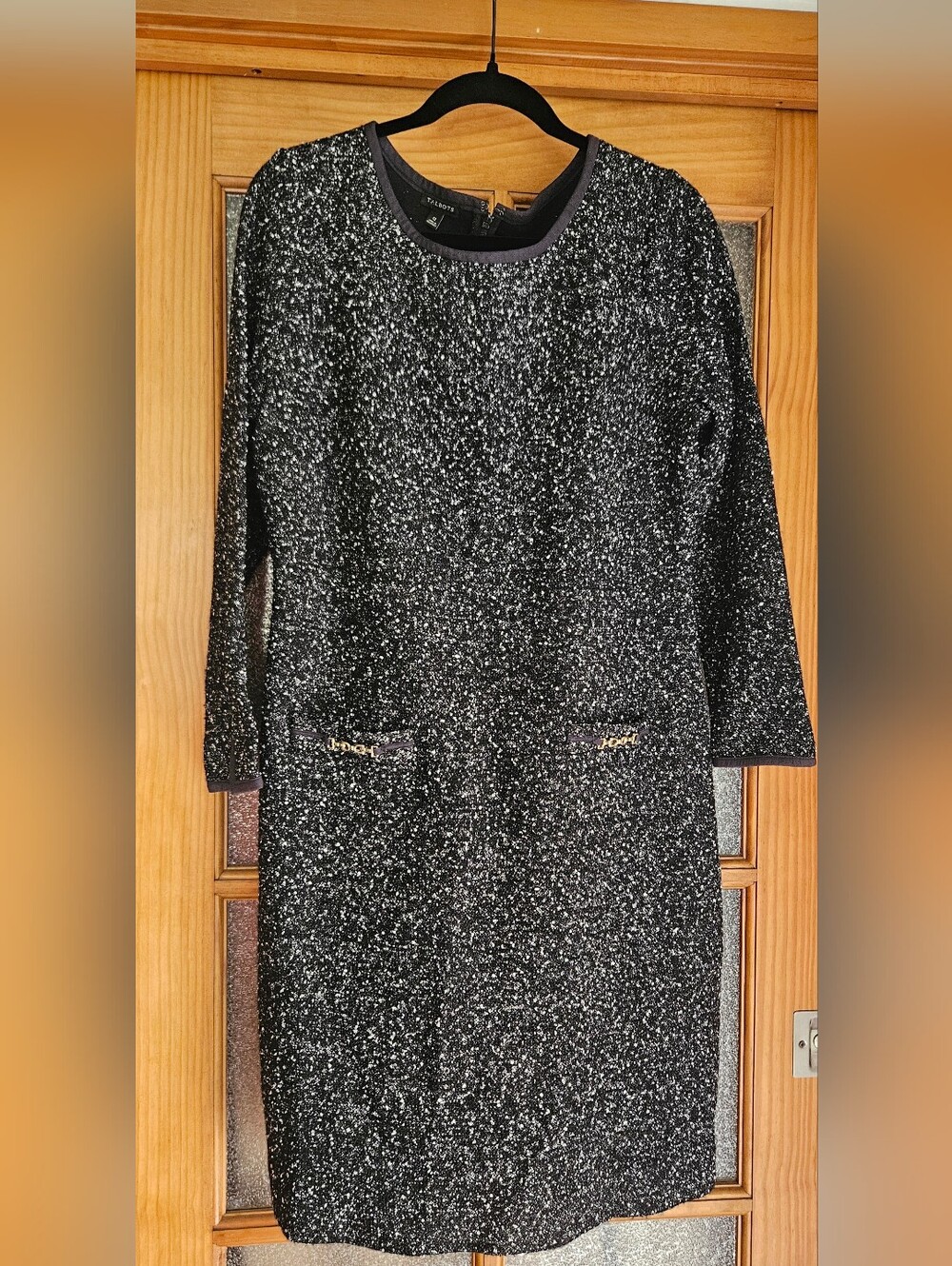 Talbots Black and White Tweed Shift Dress